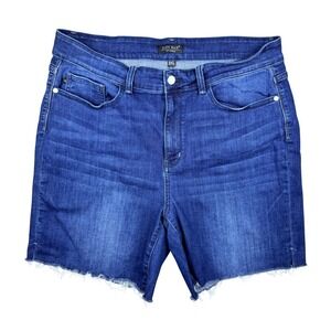 Judy Blue Denim Shorts 3XL Plus Size Dark Wash Frayed Hem Stretch